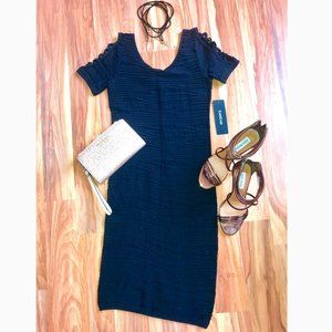 Bebe Black Bandage Style Texture Bodycon Dress